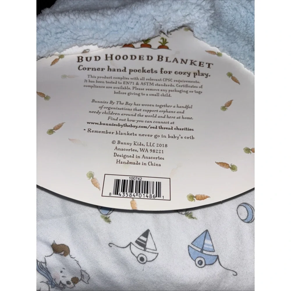 Bunnies By The Bay Blossom Hooded Fur Blanket w/Satin Lined Bunny Ears Retired‎
